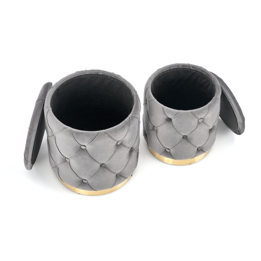 SET 2x Taburete POLLY diá. 40/44 cm gris/dorado