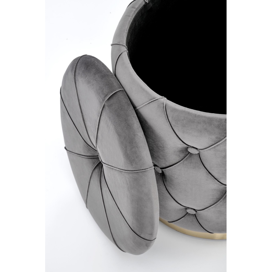 SET 2x Taburete POLLY diá. 40/44 cm gris/dorado
