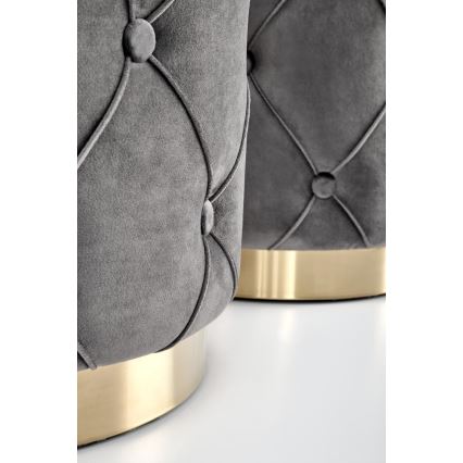 SET 2x Taburete POLLY diá. 40/44 cm gris/dorado