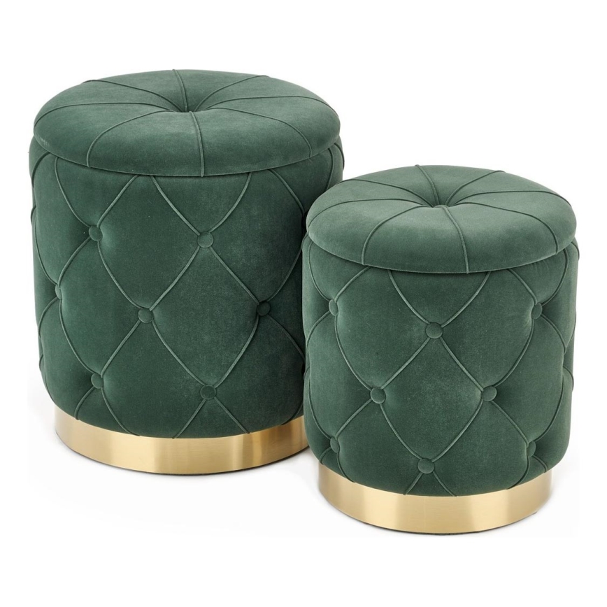 SET 2x Taburete POLLY diá. 40/44 cm verde/dorado