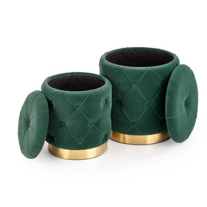 SET 2x Taburete POLLY diá. 40/44 cm verde/dorado