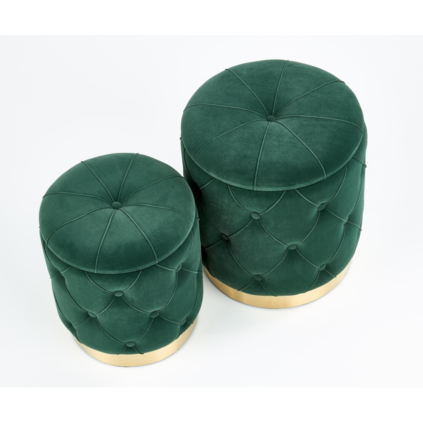 SET 2x Taburete POLLY diá. 40/44 cm verde/dorado
