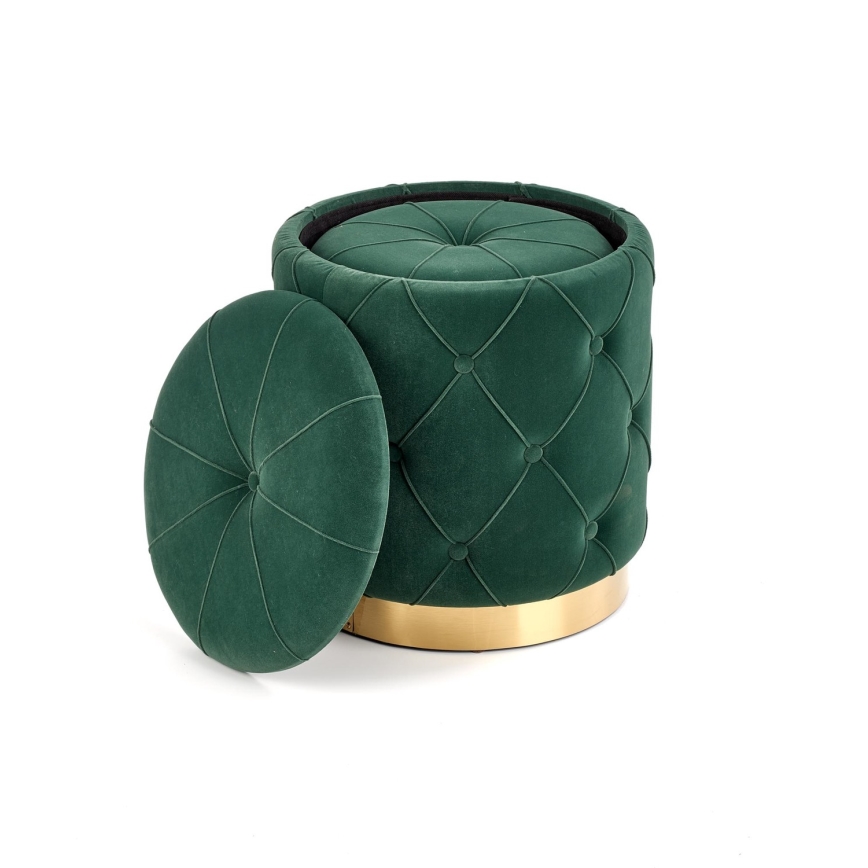 SET 2x Taburete POLLY diá. 40/44 cm verde/dorado