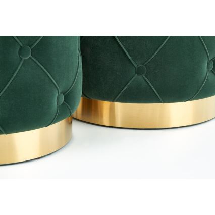 SET 2x Taburete POLLY diá. 40/44 cm verde/dorado