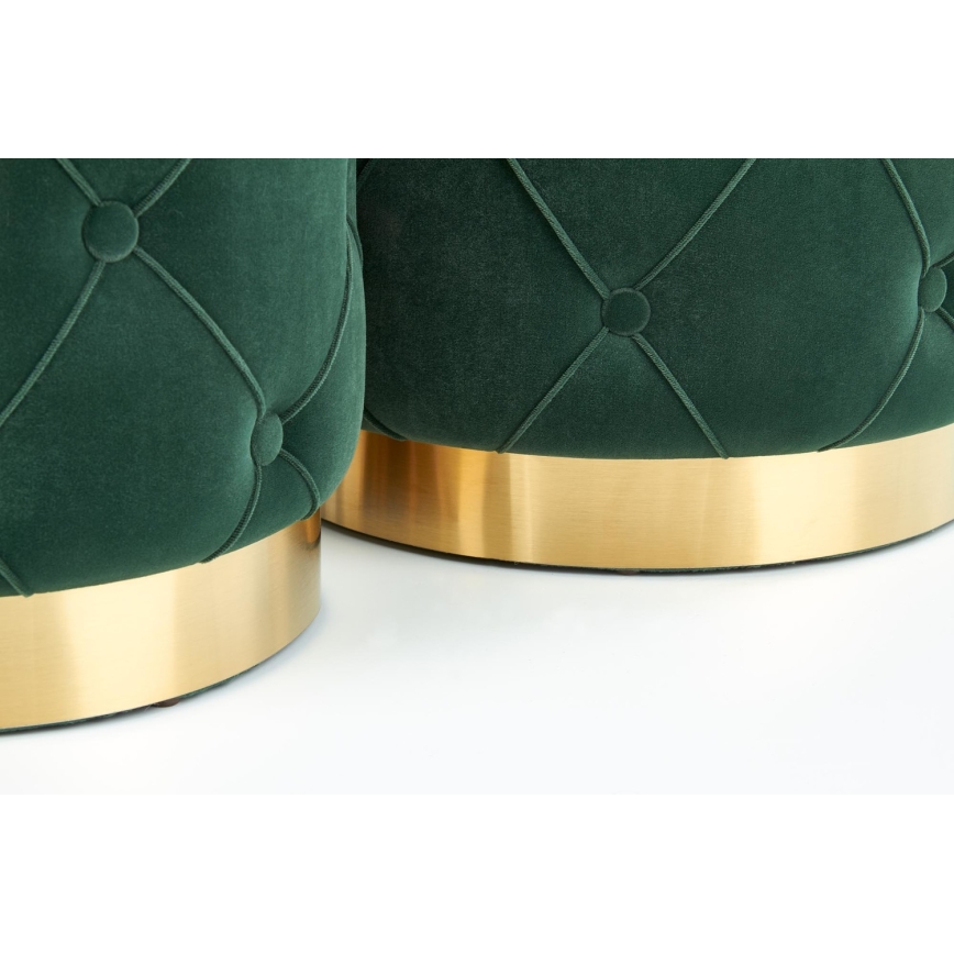 SET 2x Taburete POLLY diá. 40/44 cm verde/dorado