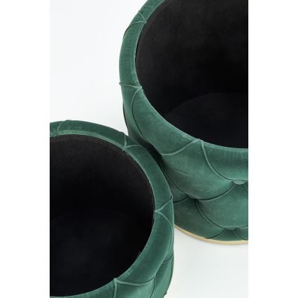 SET 2x Taburete POLLY diá. 40/44 cm verde/dorado