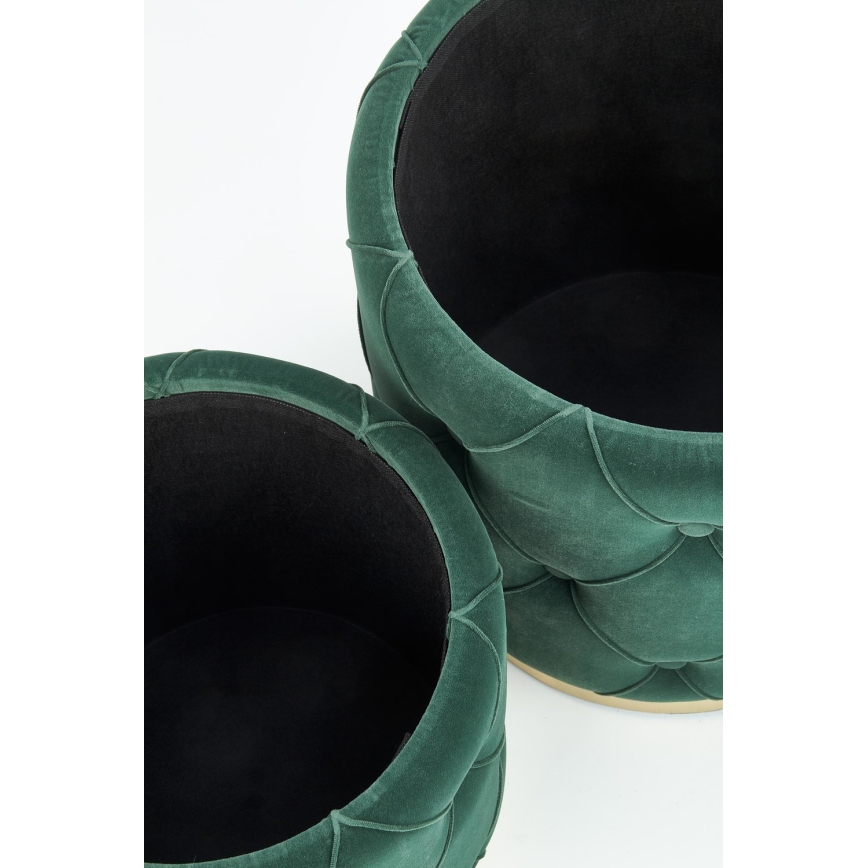 SET 2x Taburete POLLY diá. 40/44 cm verde/dorado