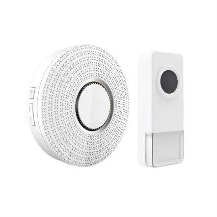 SET 2x Timbre inalámbrico con enchufe integrado 230V/1xA23 IP55 blanco