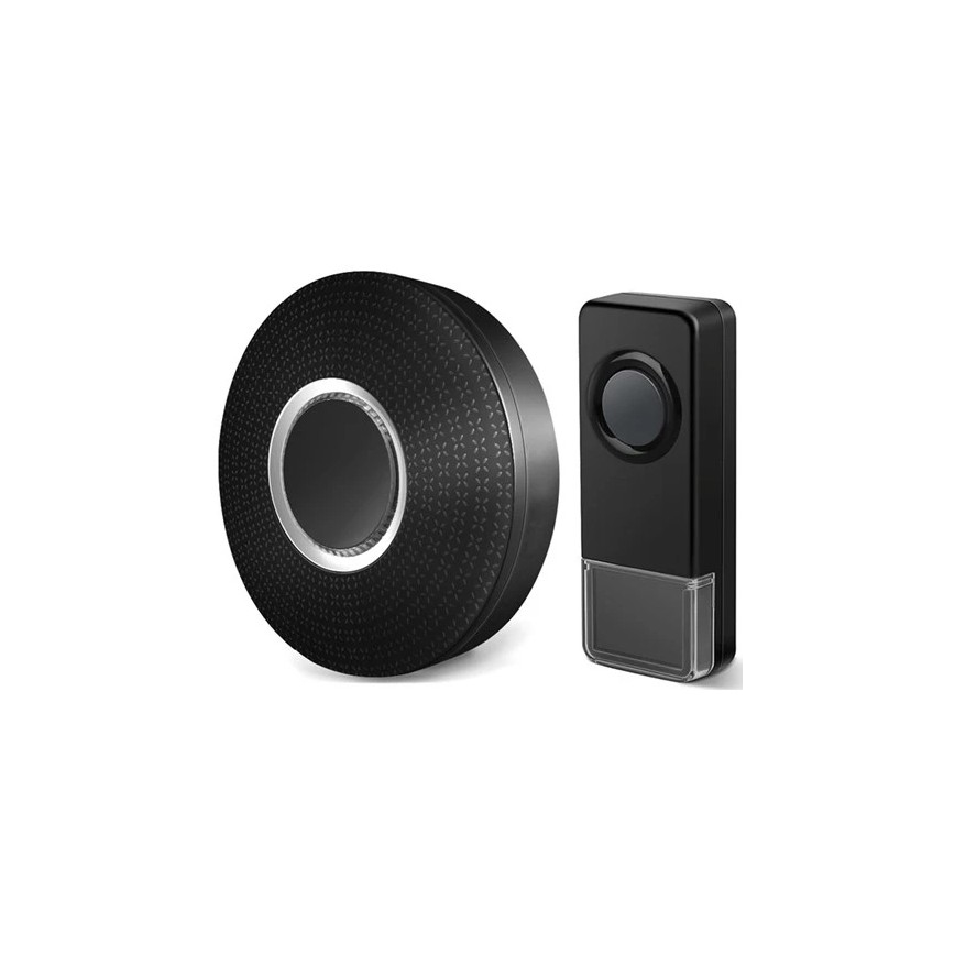 SET 2x Timbre inalámbrico con enchufe integrado 230V 1xA23 IP55 negro