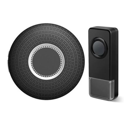 SET 2x Timbre inalámbrico con enchufe integrado 230V 1xA23 IP55 negro