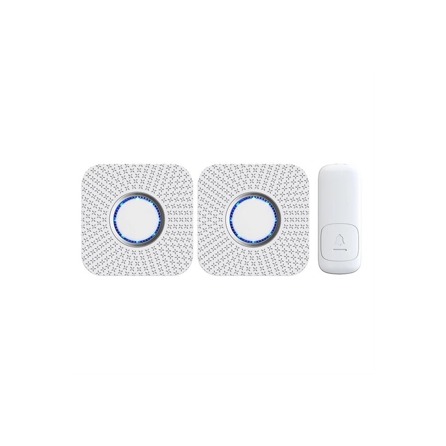 SET 2x Timbre inalámbrico con enchufe integrado cinético 230V blanco