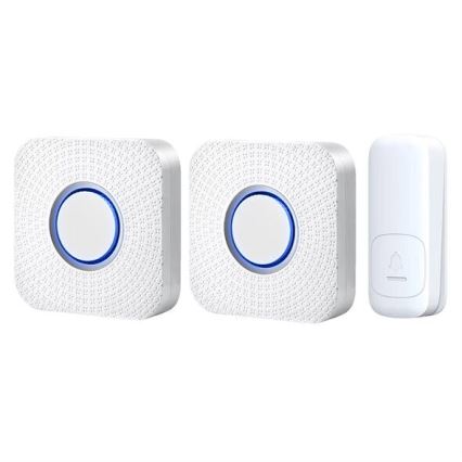 SET 2x Timbre inalámbrico con enchufe integrado cinético 230V blanco