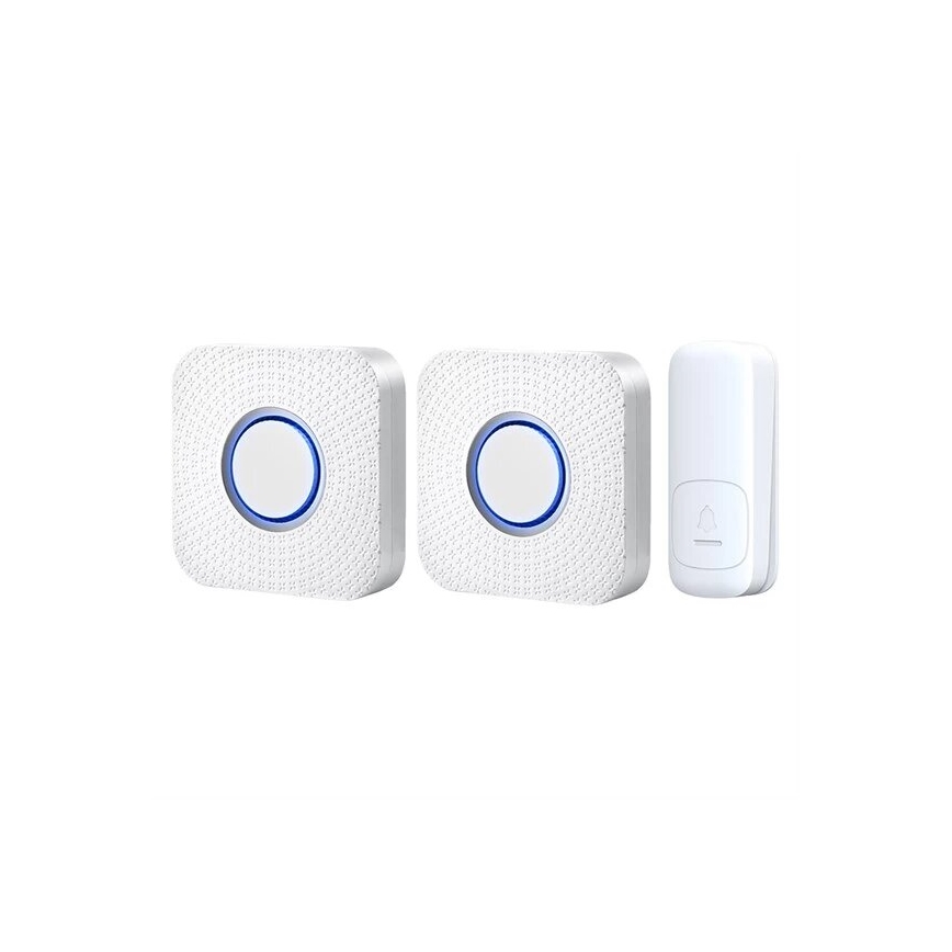 SET 2x Timbre inalámbrico con enchufe integrado cinético 230V blanco