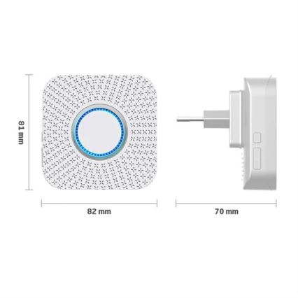 SET 2x Timbre inalámbrico con enchufe integrado cinético 230V blanco