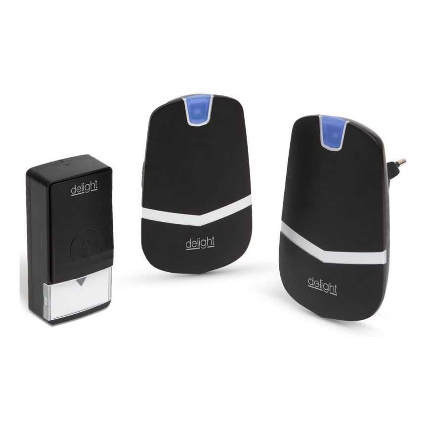 SET 2x Timbre inalámbrico de toma de corriente 230V IP44 negro