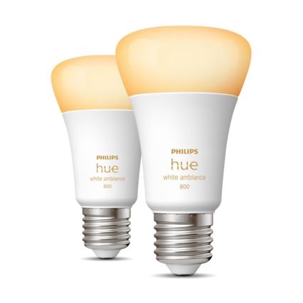 SET 2xLED Bombilla regulable Philips Hue WHITE AMBIANCE E27/6W/230V 2200-6500K