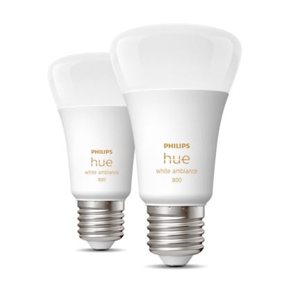 SET 2xLED Bombilla regulable Philips Hue WHITE AMBIANCE E27/6W/230V 2200-6500K