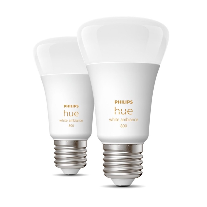 SET 2xLED Bombilla regulable Philips Hue WHITE AMBIANCE E27/6W/230V 2200-6500K