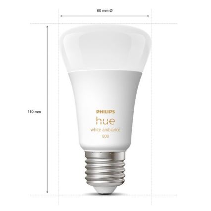 SET 2xLED Bombilla regulable Philips Hue WHITE AMBIANCE E27/6W/230V 2200-6500K