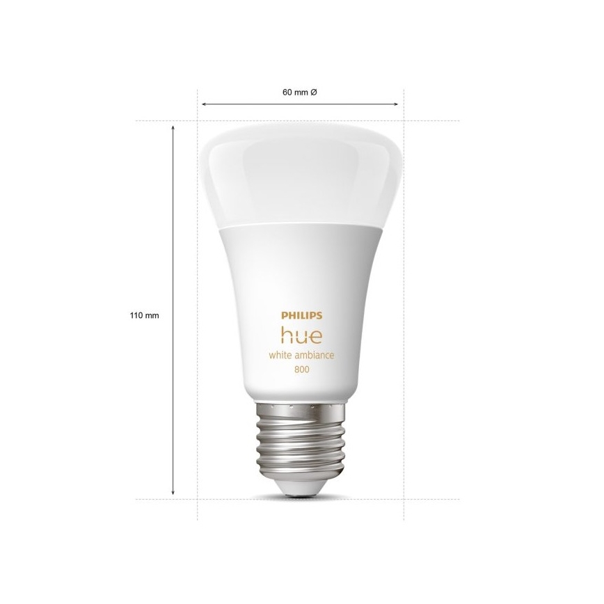 SET 2xLED Bombilla regulable Philips Hue WHITE AMBIANCE E27/6W/230V 2200-6500K