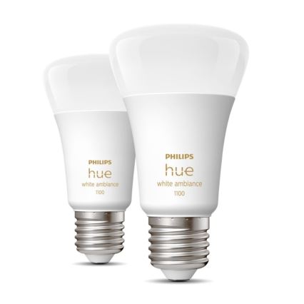 SET 2xLED Bombilla regulable Philips Hue WHITE AMBIANCE E27/8W/230V 2200-6500K