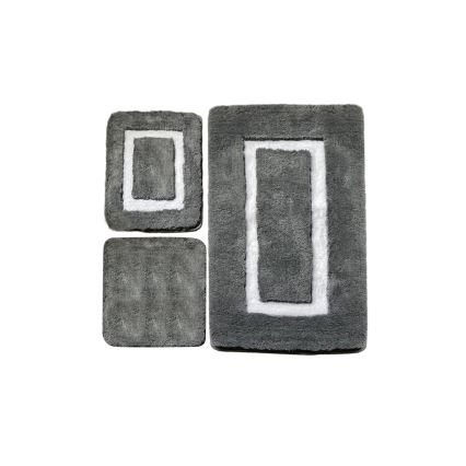 SET 3x Alfombra de baño 60/60/100 cm antracita