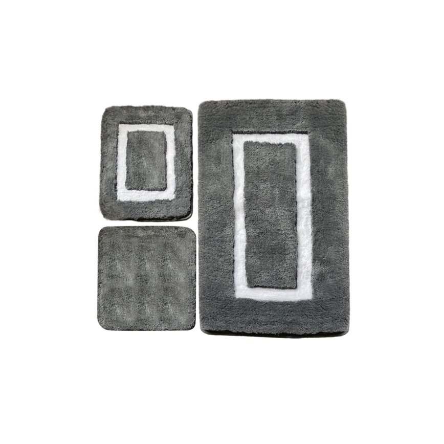 SET 3x Alfombra de baño 60/60/100 cm antracita