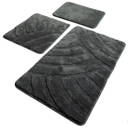 SET 3x Alfombra de baño ALYA 60/60/100 cm antracita