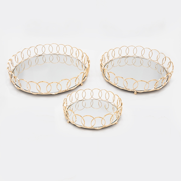 SET 3x Bandeja decorativa diá. 27/33/37 cm dorado
