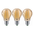 SET 3x Bombilla LED CLASIC AMBER A60 E27/9W/230V 2200K - Brilagi