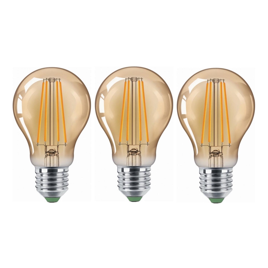 SET 3x Bombilla LED CLASIC AMBER A60 E27/9W/230V 2200K - Brilagi