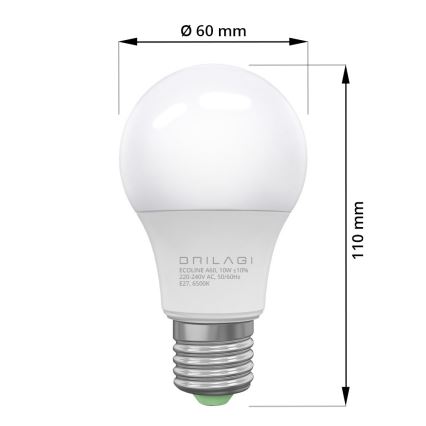 SET 3x Bombilla LED ECOLINE A60 E27/10W/230V 4000K - Brilagi
