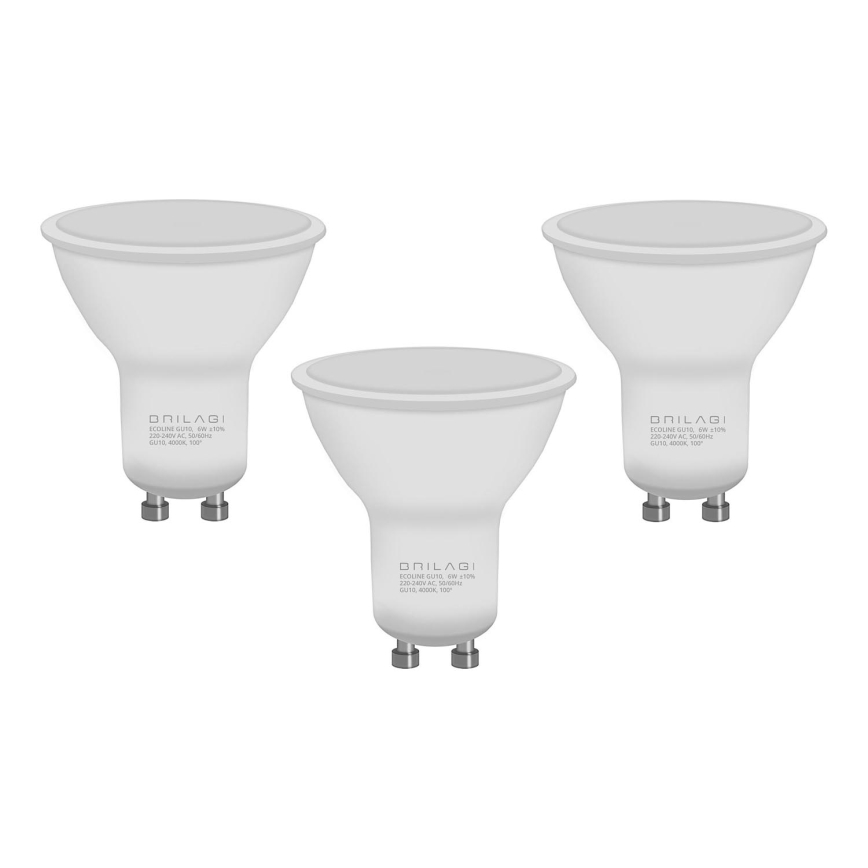 SET 3x Bombilla LED ECOLINE GU10/6W/230V 4000K - Brilagi