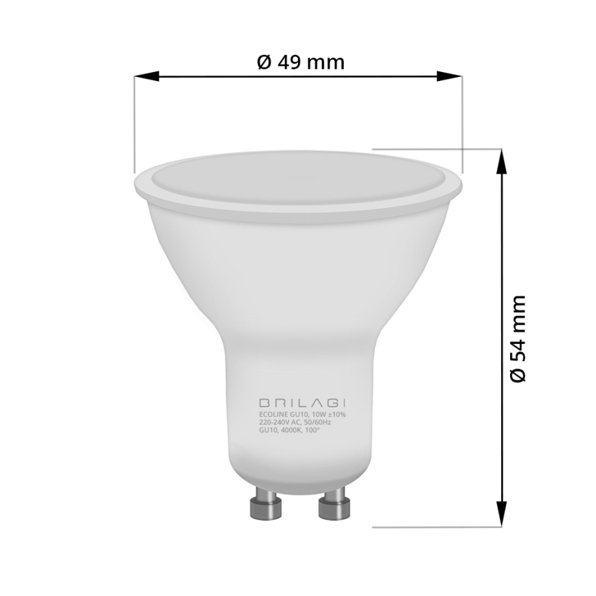 SET 3x Bombilla LED ECOLINE GU10/6W/230V 4000K - Brilagi