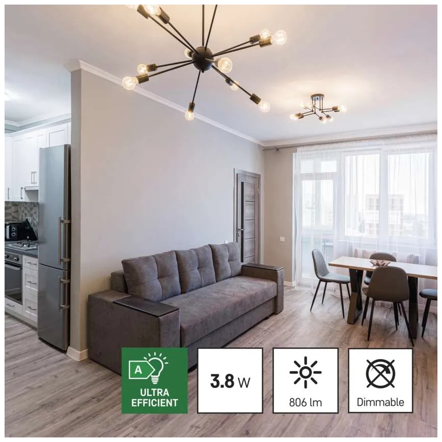 SET 3x Bombilla LED FILAMENT A60 E27/3,8W/230V 2700K Clase energética A