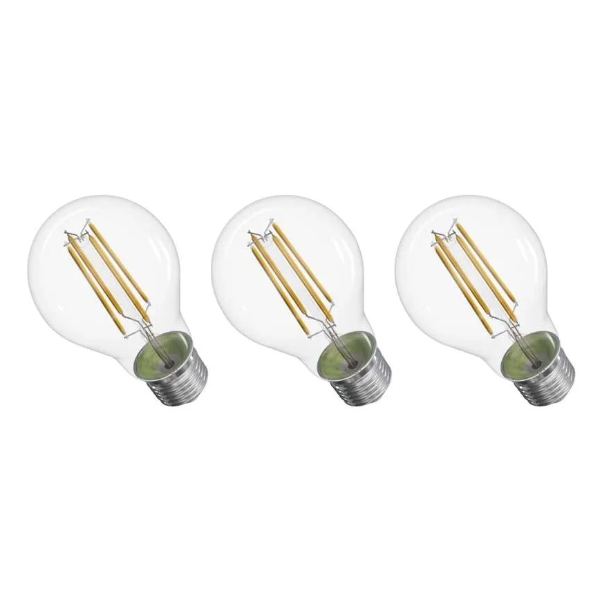 SET 3x Bombilla LED FILAMENT A60 E27/3,8W/230V 2700K Clase energética A