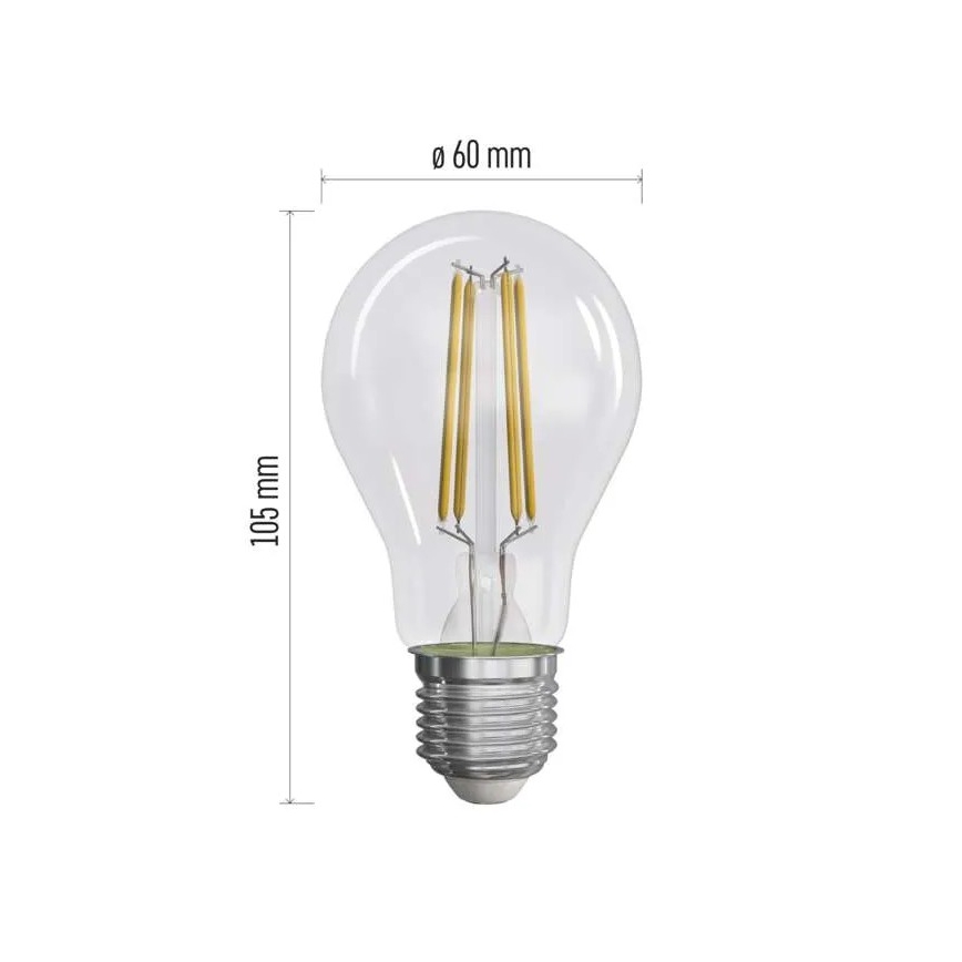 SET 3x Bombilla LED FILAMENT A60 E27/3,8W/230V 2700K Clase energética A