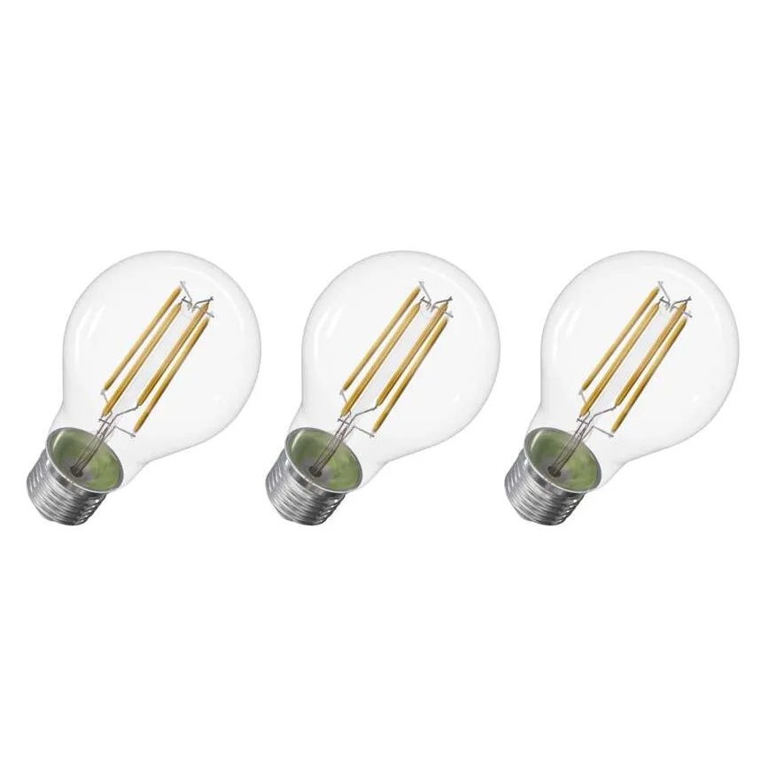 SET 3x Bombilla LED FILAMENT A60 E27/3,8W/230V 4000K Clase energética A