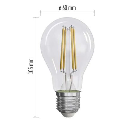 SET 3x Bombilla LED FILAMENT A60 E27/3,8W/230V 4000K Clase energética A