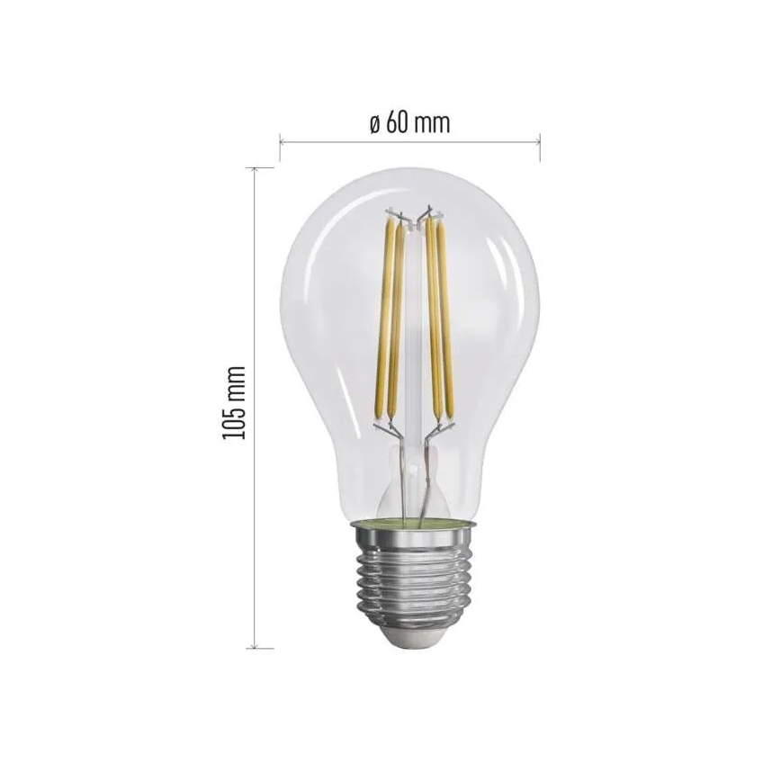 SET 3x Bombilla LED FILAMENT A60 E27/3,8W/230V 4000K Clase energética A