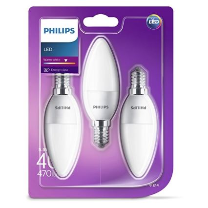 SET 3x Bombilla LED Philips B35 E14/5,5W/230V