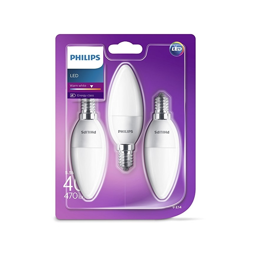 SET 3x Bombilla LED Philips B35 E14/5,5W/230V