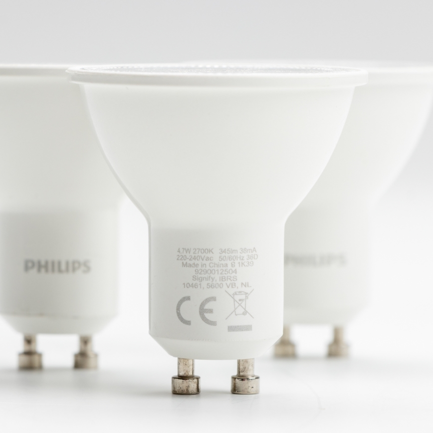 SET 3x Bombilla LED Philips GU10/4,7W/230V 2700K