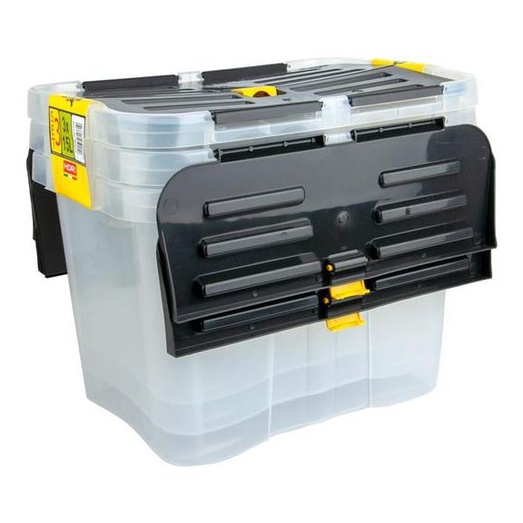SET 3x Caja de almacenamiento DRAGON 15 l negro/transparente