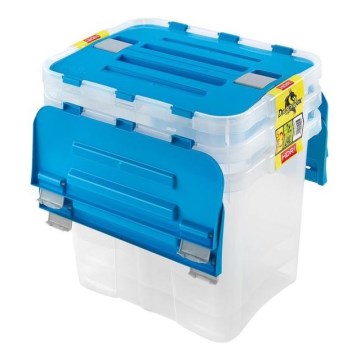 SET 3x Caja de almacenamiento DRAGON 24 l azul/transparente