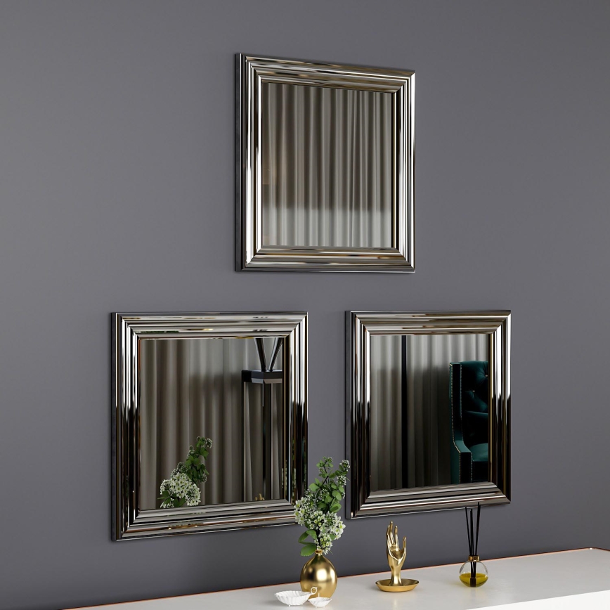 SET 3x Espejo de pared OTTO 40x40 cm plata