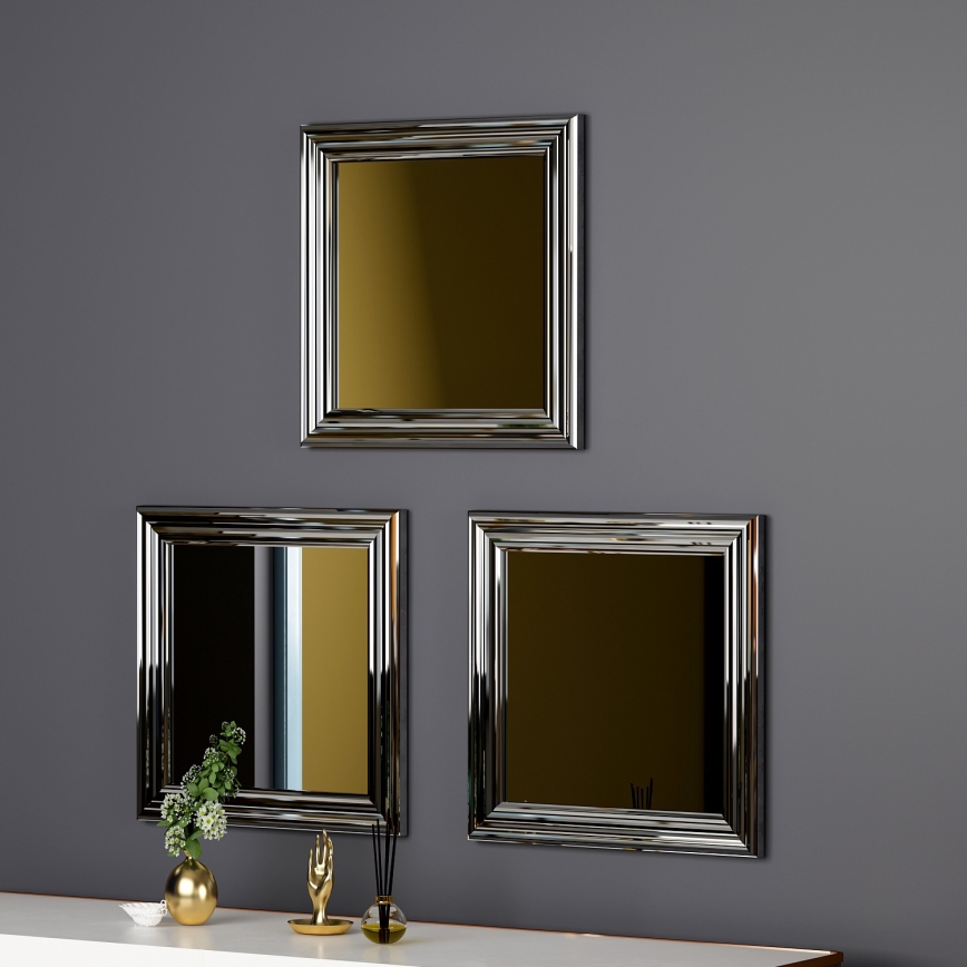 SET 3x Espejo de pared OTTO 40x40 cm plata