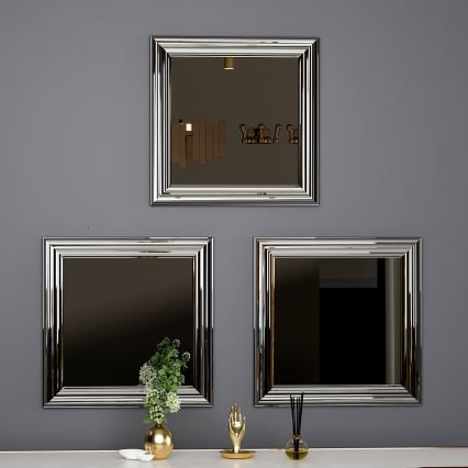 SET 3x Espejo de pared OTTO 40x40 cm plata