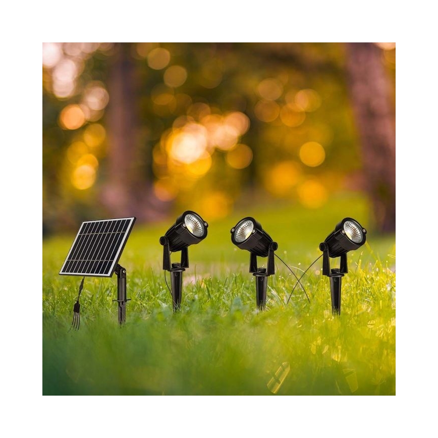 SET 3x Lámpara solar LED para exteriores 3xLED/1,2W/3,7V IP65 3000K 4000 mAh