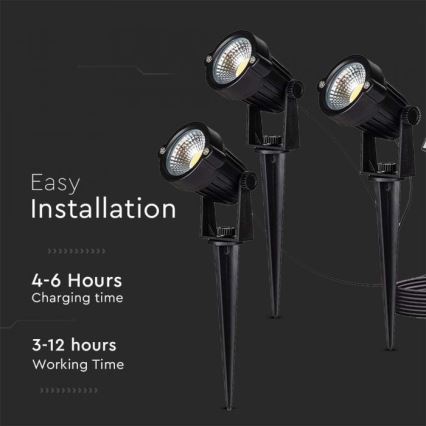 SET 3x Lámpara solar LED para exteriores 3xLED/1,2W/3,7V IP65 3000K 4000 mAh